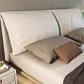 Modern Bedroom Interior Design With White Bed Wooden Base Gray Curtains And Pendant Lights