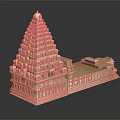 Intricate Hindu Temple Architectural Model with Multi Tiered Tower and Detailed Carvings