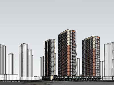 Modern High Rise Residential Buildings With Glass Facades And Urban Skyline 3d model