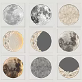 Modern Lunar Phase Wall Lamps with Circular Design and Neutral Tones 3d model