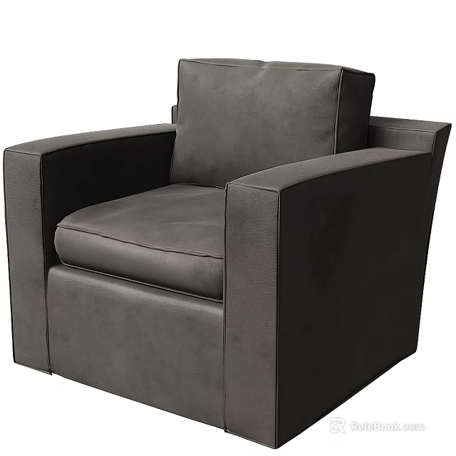 Modern Gray Leather Single Sofa With Sleek Armrests And Comfortable Design 3d model