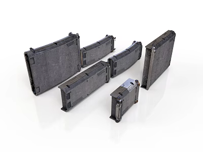 Black Industrial Components With Various Sizes And Textured Surfaces For Mechanical Assembly 3d model