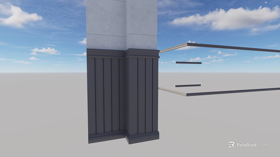 Modern Dark Colored Wall Paneling Corner With Vertical Slats Sleek Design 3d model