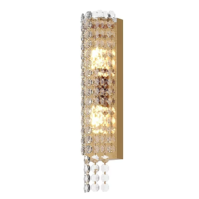 Modern Crystal Wall Sconce with Gold Frame Hanging Crystals Elegant Decorative Lighting Fixture 3d model