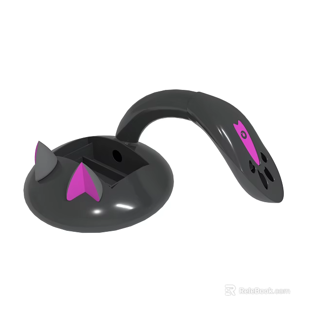 Black And Pink Cat Ear Shaped Curved Accessory With Decorative Holes 3d model 