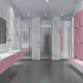 SPA Sauna Interior With Pink And White Marble Walls Lockers Mirror And Washbasin