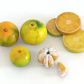 Fresh Citrus Fruits Featuring Whole Green Yellow Oranges Sliced Halves Peeled Tangerine And Segments