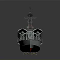 Gray Military Patrol Boat With Red Bottom And Deck Antennas Equipment