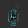Two Vintage Blue Candle Lanterns With Classic Metal Handle And Retro Design