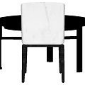 Modern Dining Table Set With Round Table And Gray Fabric Upholstered Chairs 3d model