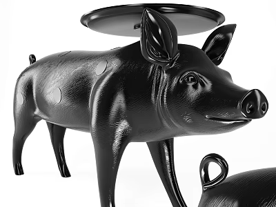Decorative Black Pig Shaped Coffee Table With Modern Design And Smooth Top 3d model