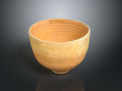 Handmade Natural Yellow Ceramic Bowl With Textured Surface For Daily Household Use 3d model