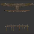 Traditional Wooden Architectural Framework With Horizontal Beams And Vertical Supports