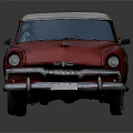 Red Vintage Classic Car With White Roof And Retro Design