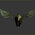 Yellow Fish With Green Wing Like Fins And Reflection On Gray Background