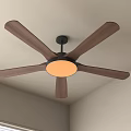 Modern Ceiling Fan With Wooden Blades Round Light And Modern Design For Home Decoration