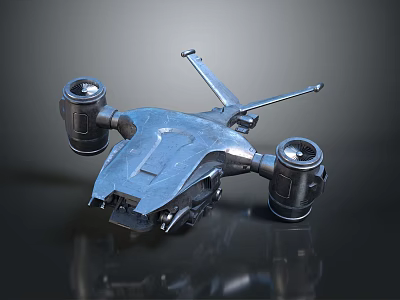 Advanced Metallic Spacecraft Probe With Dual Thrusters For Deep Space Exploration 3d model