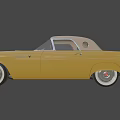 Vintage Yellow Convertible Car With Classic Front Design And White Wheels