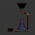 Modern Coffee Brewing Device With Funnel Glass Flask Copper Stand And Coffee Cup