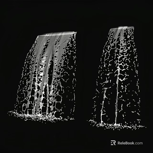 Vertical Water Curtain Fountain With Dynamic Flowing Water And Splashing Effects 3d model 