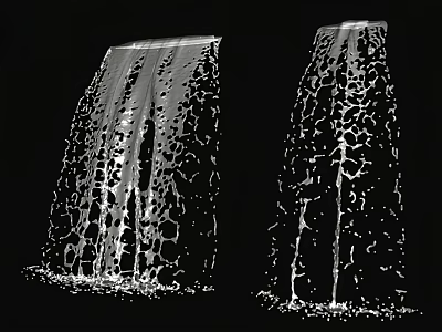 Vertical Water Curtain Fountain With Dynamic Flowing Water And Splashing Effects 3d model