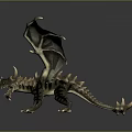 Fantasy Character And Mythical Dragon Creature With Detailed Wings Horns And Red Eyes
