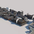 Traditional Chinese Commercial Street With Ancient Architecture Wooden Structures And Gray Tiled Roofs