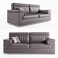 Modern Gray Leather Sofa Design With Soft Cushions And Decorative Pillows 3d model
