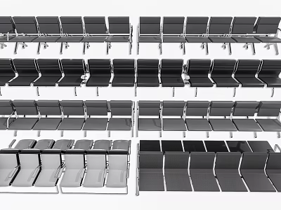 Public Chairs In Rows For Indoor Public Spaces With Metal Frames 3d model