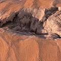 Artistic Garden Landscape Design With Red Terrain Gullies And Rocky Textures