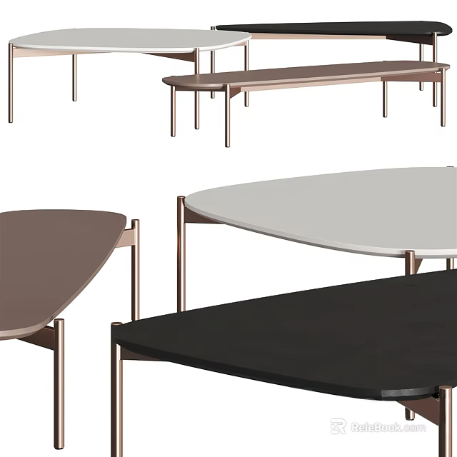 Modern Coffee Table Designs With Metal Frames And Various Color Tops 3d model