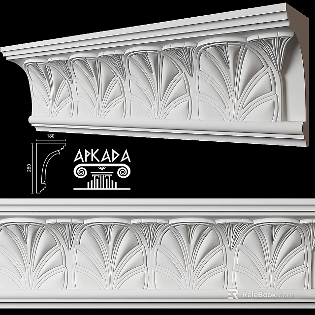 Ornate Architectural Component With Intricate Leaf Patterns And Detailed Dimensions 3d model 
