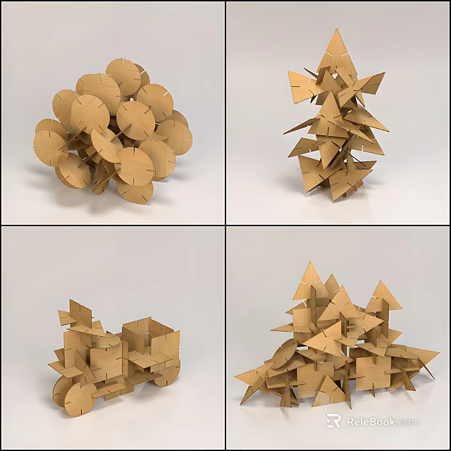 Creative Building Blocks With Various Stacked Geometric Shapes And Structures 3d model 