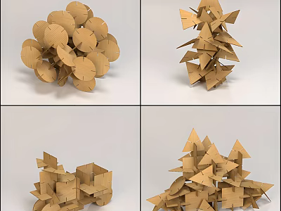 Creative Building Blocks With Various Stacked Geometric Shapes And Structures 3d model