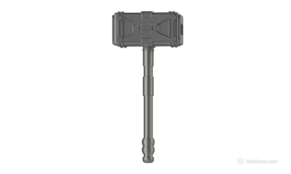 Heavy Duty Hardware Hammer With Square Textured Head And Long Metal Handle 3d model 