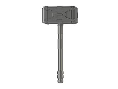 Heavy Duty Hardware Hammer With Square Textured Head And Long Metal Handle 3d model