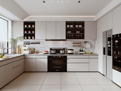 Modern enclosed kitchen model