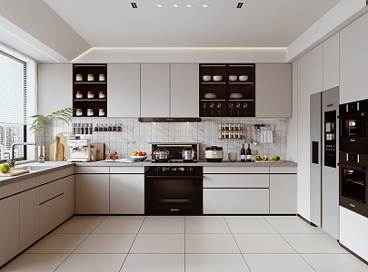 Modern enclosed kitchen 3d model