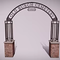 Old Burgh Cemetery Arched Entrance Gate With Red Brick Pillars And 1820 Inscription