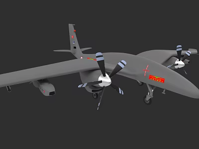 Unmanned Military Drone With Propellers And Underwing Weapon Mounts 3d model