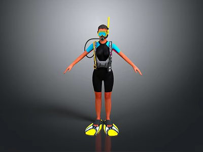 Professional Underwater Weapon For Scuba Divers With Diving Gear And Mask 3d model