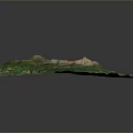 3D Mountainous Landscape Model With Green Vegetation Volcanic Crater And Blue Lakes
