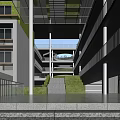 Modern School Building With Atrium Green Elements Glass Staircase And Open Design