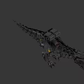 Futuristic Mechanical Creature Character With Red Eyes Orange Lights And Industrial Design