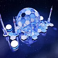 Starry Sky Themed Photo Spot With Transparent Spherical Structure And Rocket Models Reflective Floor
