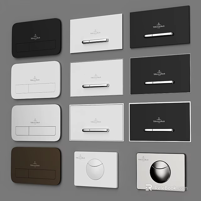 Modern Switch Panels With Sleek Design And Various Colors Black White Brown 3d model 