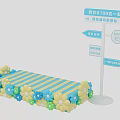 Guide Sign with 100 Years Educational Knowledge Graph Course Navigation SPIRIT and Flower Striped Platform