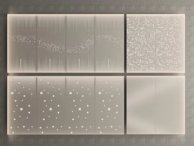 Decorative Perforated Panels Featuring Diverse Hole Patterns And Textured Designs 3d model