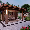 Japanese Garden Landscape With Stone Stepping Path Maple Trees And Stone Lanterns