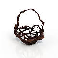 Handwoven Brown Storage Basket With Handle And Openwork Design For Household Use